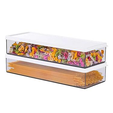 Imagem de WINIAER Pasta Containers for Pantry 2Pcs, Spaghetti Storage Conainer with Lids, Noodle Organizer with Measuring Hole Storage for Pasta, Flour, Sugar and Noodles