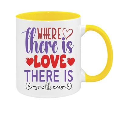 Imagem de SpreadPassion Caneca de café Where There Is Love There Is Life, presente para namorado e namorada, ideia de presente de dia dos namorados, presente para marido e esposa, ideia de presente de