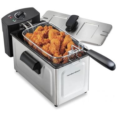 Imagem de Fritadeira Elétrica Industrial a Óleo 3L com Controle de Temperatura, 1500W, Aço Inox, 110v, HAMILTON BEACH 35032, Cinza