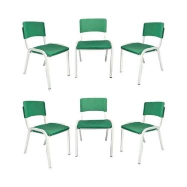 Imagem de Kit 6 Cadeiras Iso Infantil Verde Musgo Brinquedoteca Escola Creche Ig