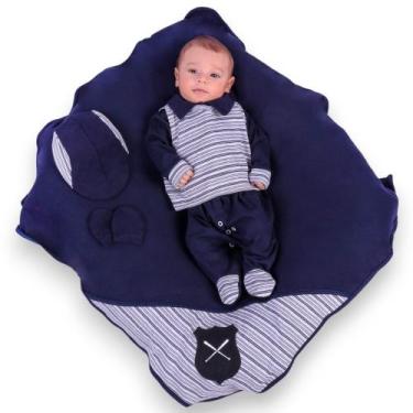 Imagem de Saída Maternidade para Bebê Menino Brasão Luxo 5 peças - AVM Enxovais,