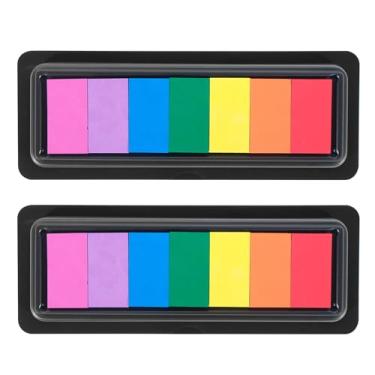 Imagem de CraftyManor Almofada de tinta de impressão digital arco-íris de 7 cores para crianças, lavável, almofada de tinta de espuma de látex com cores vibrantes, almofada de carimbo de tinta de dedo lavável