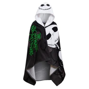 Imagem de The Nightmare Before Christmas Toalha com capuz Jack Skellington Poncho 100% algodão toalha de praia vestir toalha de banho infantil envoltório de natação férias mudança de praia saída de praia
