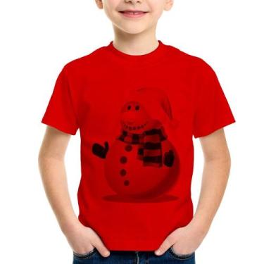 Imagem de Camiseta Infantil Boneco de neve - Foca na Moda, Vermelho, 8