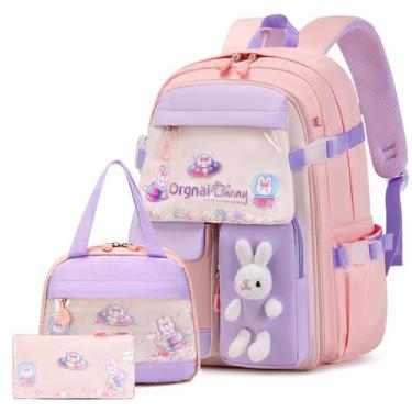Imagem de Mochila Infantil FIXITOK Kawaii Bunny - com Lancheira e Estojo
