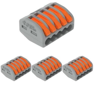 Imagem de 4 Conectores Original Wago C/ Alavanca 5 Entradas Até 4mm