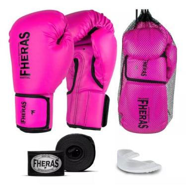 Imagem de Kit Luva De Boxe Muay Thai Mma Bandagem E Bucal Fheras Kit Luva De Box