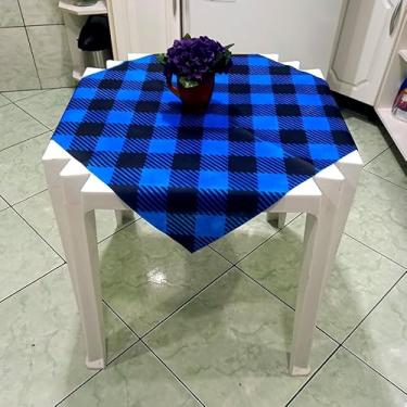 Imagem de Toalha De Mesa Tnt XADREZ XADREZAO PRETO E AZUL 70x70 10 Uni