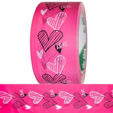 Imagem de Arvakr Fita De Embalagem Fofa De Designer, Fita De Remessa De Impressão Colorida Fosca, Fita Decorativa De Papelão Para Caixas De Vedação, 1,77 X 110 Jardas, Amor - Rosa