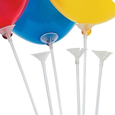 Imagem de Varetas Pega Balão Bexigas Hastes 30cm 100 Unidades Branco - Decore Fá