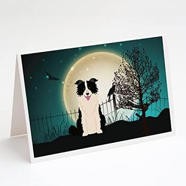 Imagem de Caroline's Treasures BB2308GCA7P Cartões de felicitações e envelopes com borda assustadora Collie preto e branco, pacote com 8, 7 x 5, multicolorido