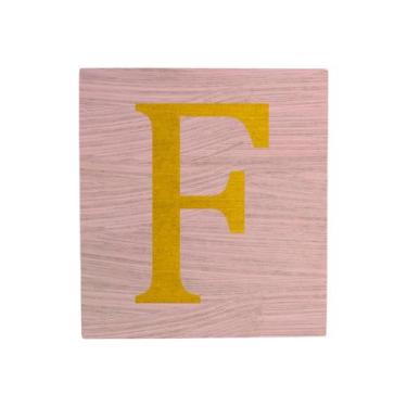 Imagem de Cubo Rosa Bebê Letra Amarela Festa Chá de Bebê Decoração 8x8x8 Cm Mdf 