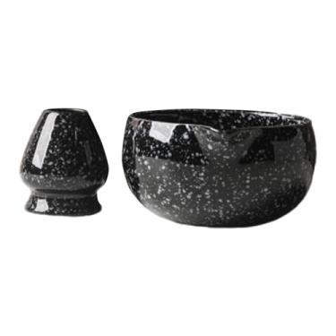 Imagem de IEUDNS Cerâmica Matcha Bowl Matcha Mistura de tigela e bata Cerimônia de chá Acessórios cerimônios Bata o chá para desktop da família, Preto