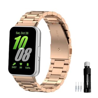 Imagem de Gheper Pulseira de metal compatível com Samsung Galaxy Fit3[2024] SM-R390 pulseira de substituição de aço inoxidável sólido pulseira acessório pulseira