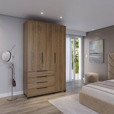 Imagem de Guarda-roupa Solteiro 3 Portas 4 Gavetas 100% Mdf Allen 136,9 Cm Freijó