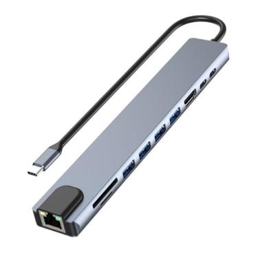 Imagem de Adaptador USB C Hub multiportas, 10 em 1 tipo C para USB HDMI Hub USB C Dongle para MacBook Pro/Air, iPad Pro, Dell com HDMI 4K @60Hz + Ethernet + 4 USB + 1 porta de dados USB-C + leitor de cartão SD