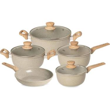 Imagem de Conjunto de Panelas Oster 5 Peças Marble Edition Light Grey, Cinza Ter