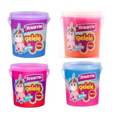 Imagem de Slime Unicórnio Kit Gelelé Com 4 Baldes De 457g
