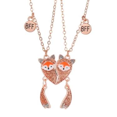 Imagem de Colar Duplo Melhores Amigas Sempre Best Friend Forever Amizade Raposa Bff Metades Par