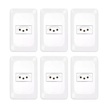 Imagem de Kit 6 Conjunto Tomada 2P+T Branco pop 10a 250v 4x2 pial legrand LGX030