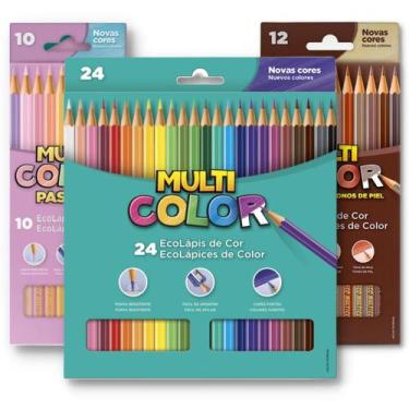 Imagem de Kit lápis de cor Multi Color 24 cores + tons de pele com 12 cores + to