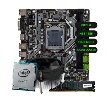 Imagem de Kit Upgrade Intel Core i7 Placa Mãe H61 Memória Ram 16GB DDR3