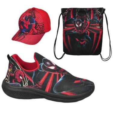 Imagem de Tênis Infantil Masculino Calce Fácil Escolar Menino Personagem +Boné+M