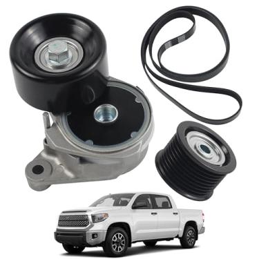 Imagem de YzusGomumu Kit de tensor de correia de transmissão Serpentine e polia intermediária compatível com Toyota Land Cruiser Sequoia Tundra 2008-2018 Lexus GX460 LX570 Substitui 89378 39185 36370 8PK2415