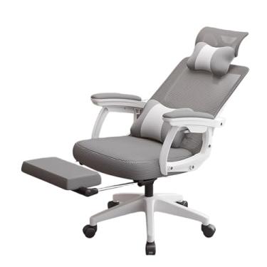 Imagem de Lzyjckh Cadeiras giratórias de trabalho com encosto alto em malha Cadeira ergonômica para escritório com apoio para os pés Cadeira para mesa de computador de escritório para casa, escritório,Gray