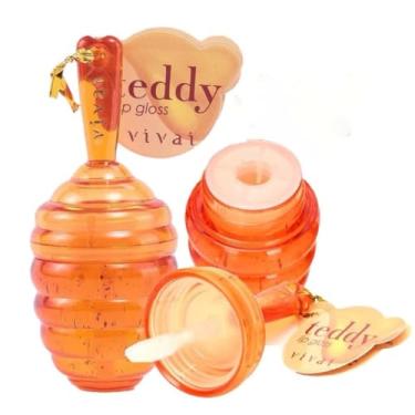 Imagem de Lip Gloss Vivai Teddy Mel com Brilho Intenso Hidratação Labial Profunda e Cheiro Natural de Mel Não Pegajoso Uso Diário Lábios Macios e Sedutores Embalagem Fofa