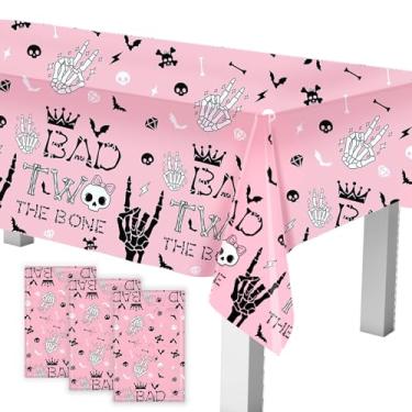 Imagem de JIUJIUBER Pacote com 3 toalhas de mesa Bad Two The Bone para decoração de festa de 2º aniversário, toalha de mesa Bad Two The Bone Party Supplies para meninas, tema musical, aniversário de 2 anos, 267