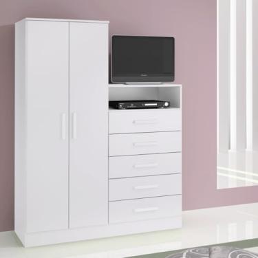 Imagem de Guarda-Roupa Armário Roupeiro Cômoda Quarto Solteiro Branco