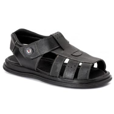 Imagem de Sandália  para idosos de Couro Masculina Durável E Super Confortável -
