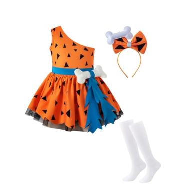 Imagem de bakjuno Roupas históricas da idade da pedra do homem das cavernas para festa de meninas e meninos, Laranja, 2-3 Anos