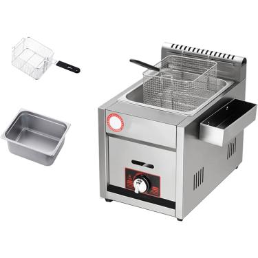 Imagem de Fritadeira,fritadeira A Gás Comercial,cesta De Bancada 12l Fritadeira De Aço Inoxidável Fritadeira Caseira Restaurante Batatas Fritas Com Calha De Tempero