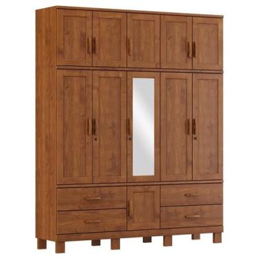 Imagem de Guarda Roupa Tripartido 11 Portas 4 Gavetas Espelho Cobre Imbuia - FN 
