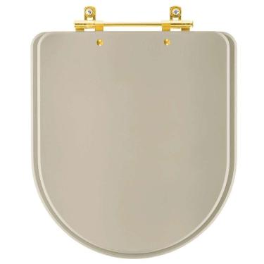 Imagem de Assento Sanitário Carrara Bege Saara Para Vaso Deca Com Ferragem Dourada