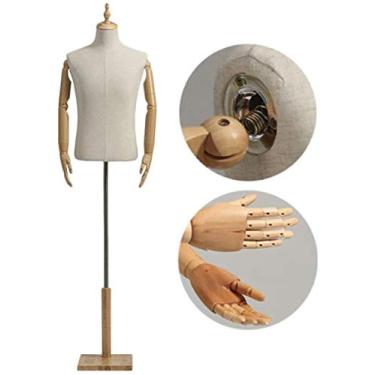 Imagem de CUTPOIY Manequim masculino alfaiates manequim ajustável altura ble manequim meio corpo suporte de exibição estável (um médio)