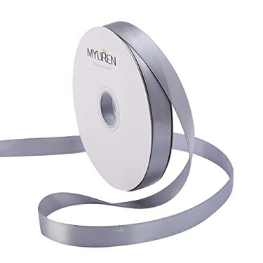 Imagem de Fita de cetim de poliéster prata/cinza dupla face de 5/20.3 cm para embrulho de presente, lembrancinha de festa, chá de bebê, enfeites de convite, suprimentos de artesanato para arranjo floral (50