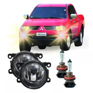 Imagem de Par Farol Auxiliar Milha Mitsubishi L200 Triton 2007 a 2016 Lente em V