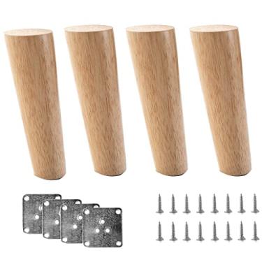 Imagem de Sofá de cadeira pernas de móveis de madeira DIY cor de madeira moderna pés de substituição para cama mesa de café banco armário sofá cômoda 4 peças, cor de madeira original-25 cm