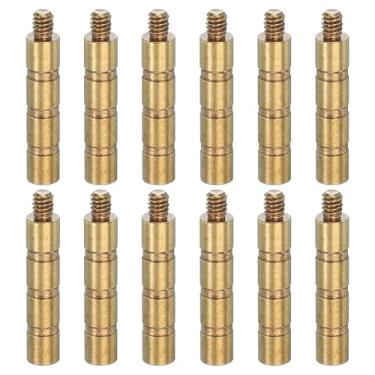 Imagem de PATIKIL Inserção de latão de flecha de tiro com arco de 100 grãos, 12 parafusos de inserção de seta de cobre para flechas de carbono de 0,244/6,2 mm