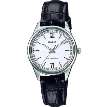 Imagem de Casio Relógio feminino de quartzo LTP-V005L-7B2UDF o ano todo, Branco/preto, PEQUEÑO, Alça