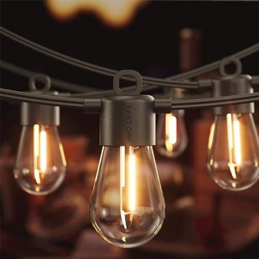 Imagem de EAST OAK Cordão de luzes LED para ambientes externos de 12 m, à prova d'água, com 15 lâmpadas Edison vintage inquebráveis para Natal, quintal, varanda, festa, luz quente