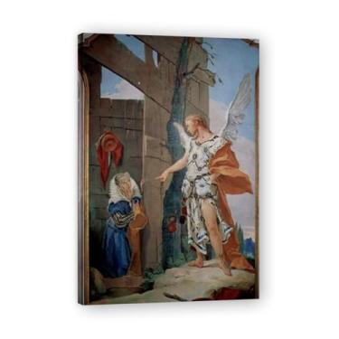 Imagem de A aparência do anjo antes de Sarah Giovanni Battista Tiepolo Impressão em tela – Obra-prima rococó barroca, pintura escolar de Veneza, pintura a óleo decorativa para galeria doméstica 70 x 105 cm