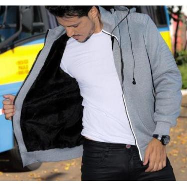 Imagem de Casaco Masculino Moletom Jaqueta Inverno Forrado Alta Qualidade com Ca