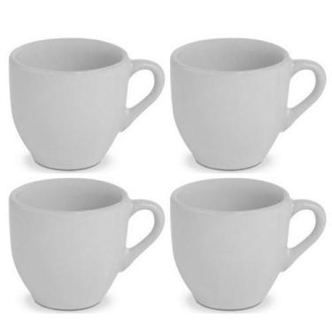 Imagem de Xícara De Café Porcelana Branca Lisa 50ML 4 Unid - HR Porcelanas