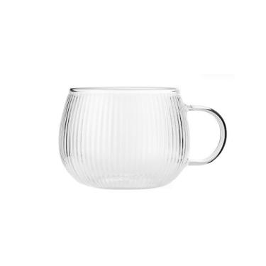 Imagem de TMXAOK Canecas de café de vidro, copos de chá de 340 g de água quente cappuccino latte iogurte copo de bebida abóbora em relevo caneca de café expresso com alça para festa em casa óculos de demitasse