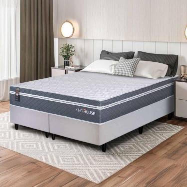 Imagem de Conjunto Box Branco Cairo Cinza Molas Ensacadas Queen 158x198x64 - King House