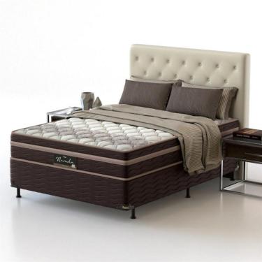 Imagem de Cama Box Casal Probel Nevada Euro Pillow E Molas Ensacadas Bege Com Marrom